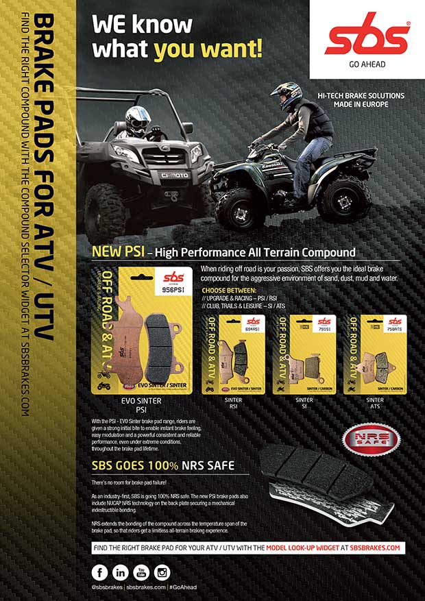 Sbs Launch New Full-range All Terrain Psi Brake Pad For Utv, Ssv And 